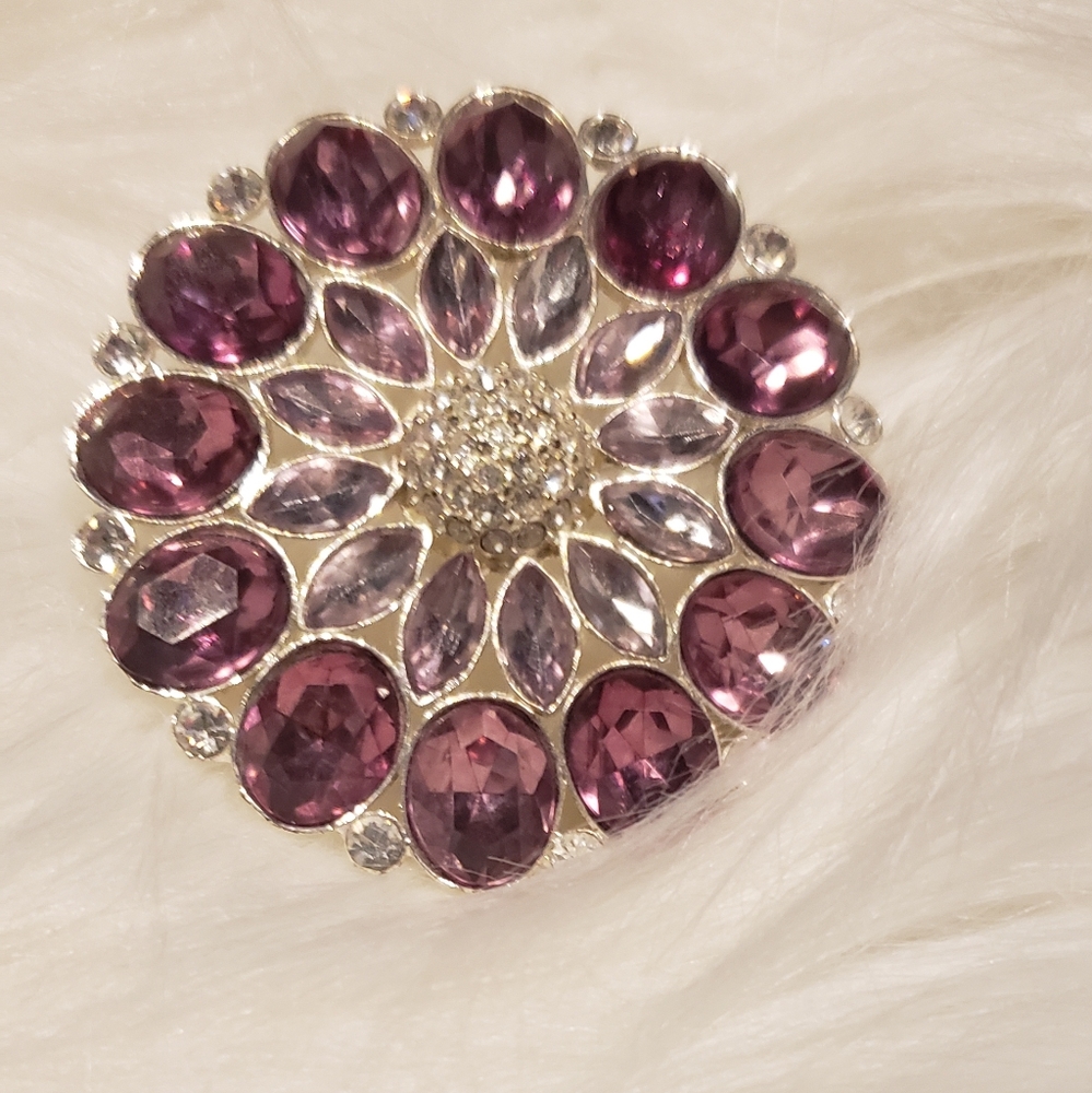 Shades of pink and purple with rhinestone Brooch - Picture 2 of 4